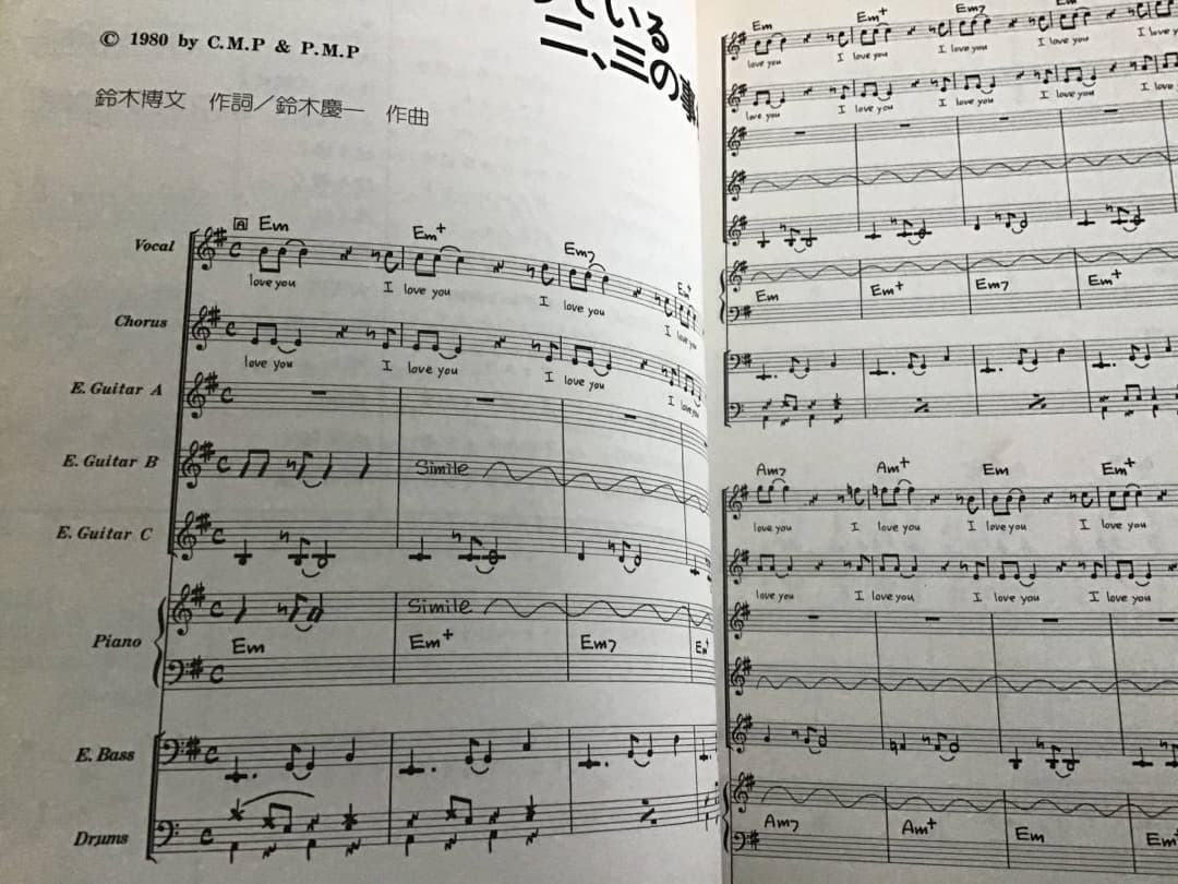 ★楽譜/ムーンライダース/カメラ＝万年筆/MOONRIDERS/バンドスコア