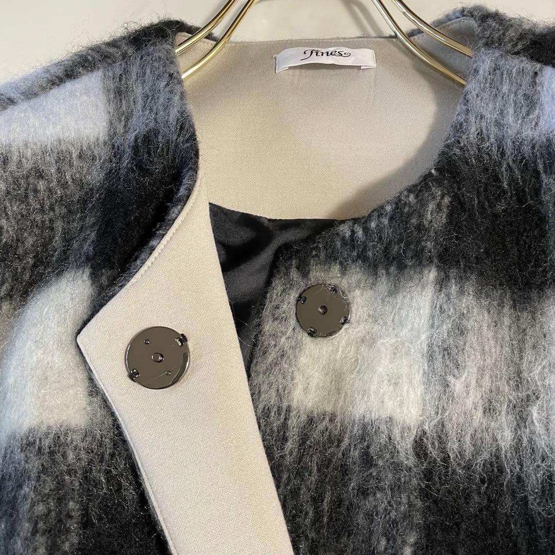 jines ジネス　チェック柄ポンチョコート