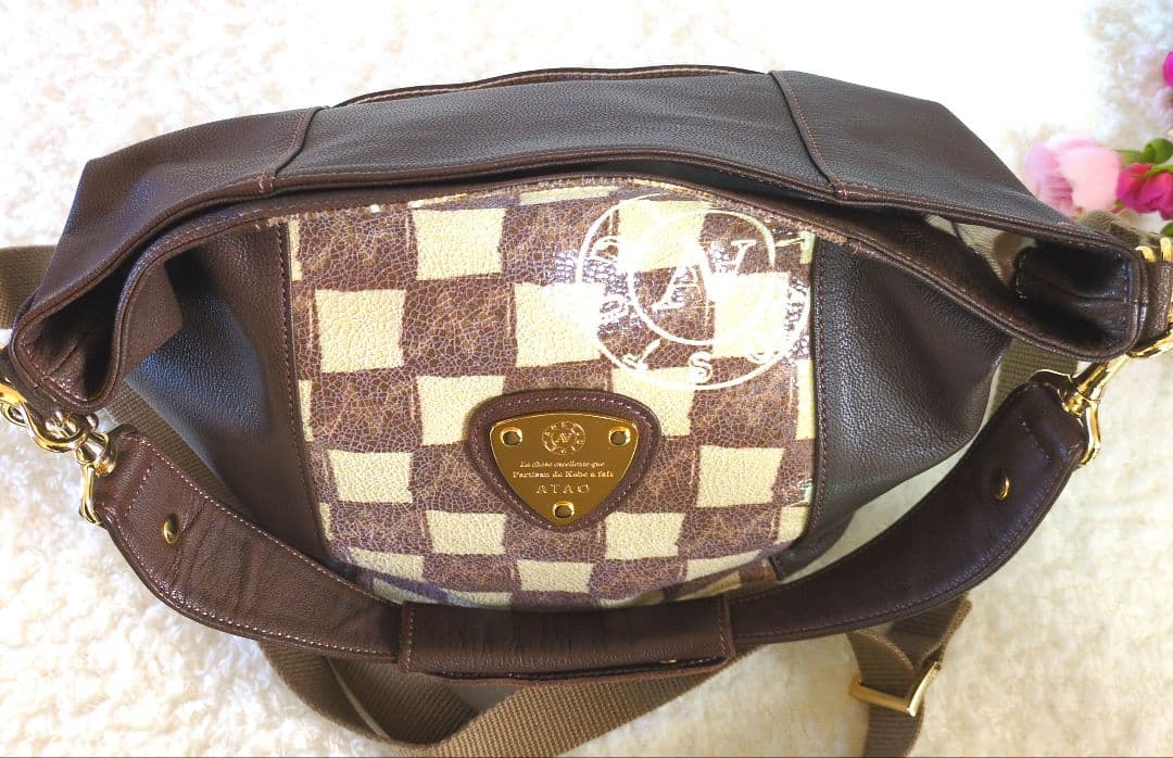 ATAO アタオ 希少 ドゥードゥルディノ 市松模様 2ウェイバッグ 美品❗️