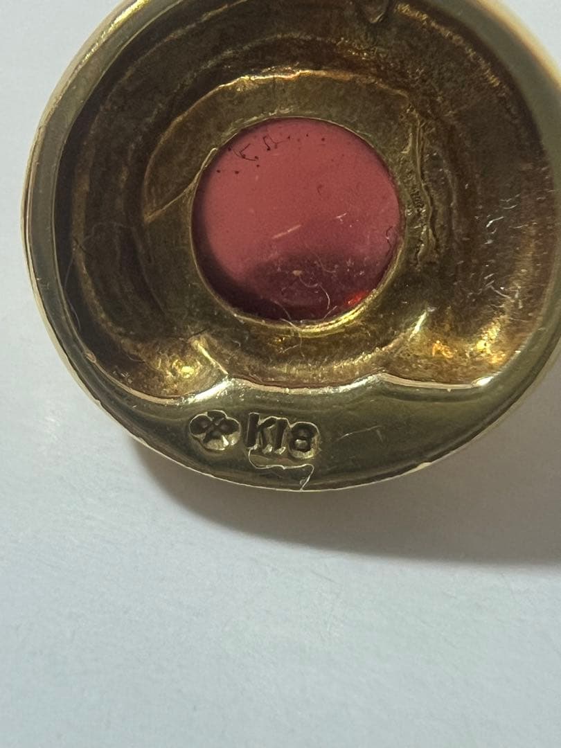 【K18 /ネックレストップ 】 赤石 アクセサリー1.6g