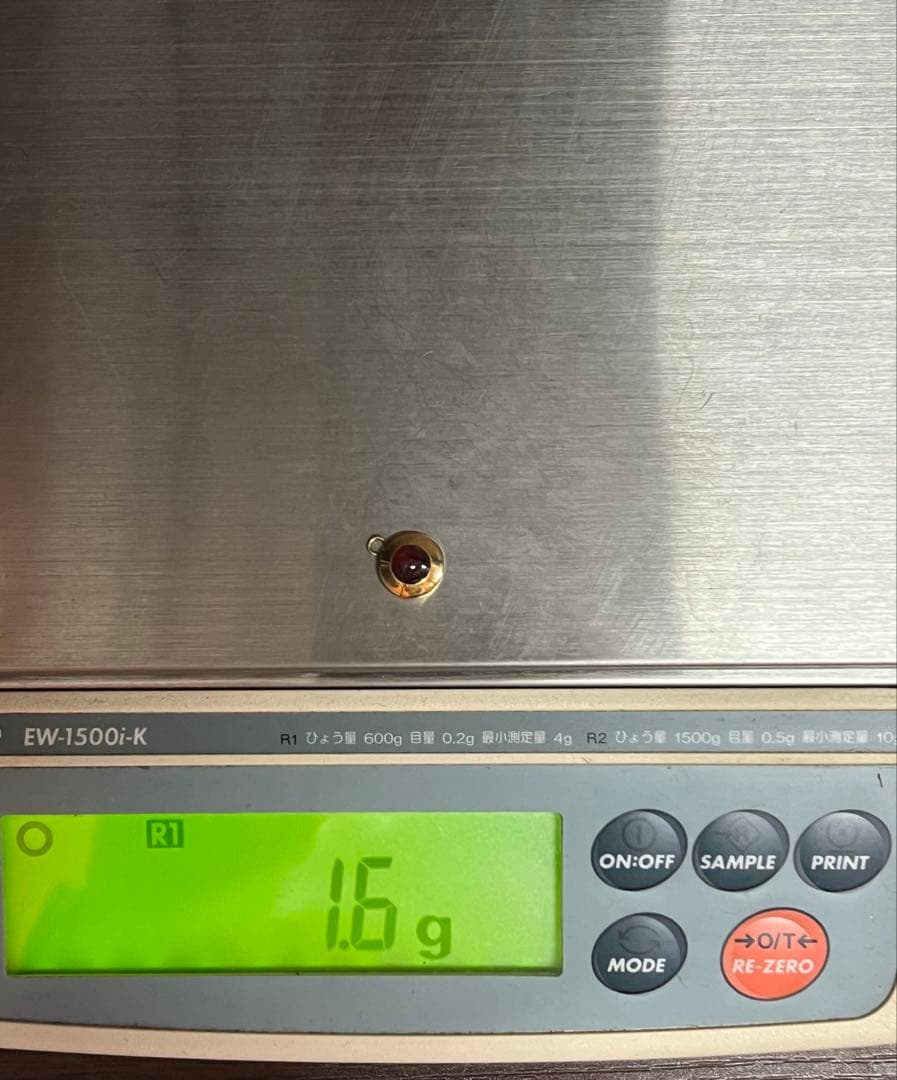 【K18 /ネックレストップ 】 赤石 アクセサリー1.6g