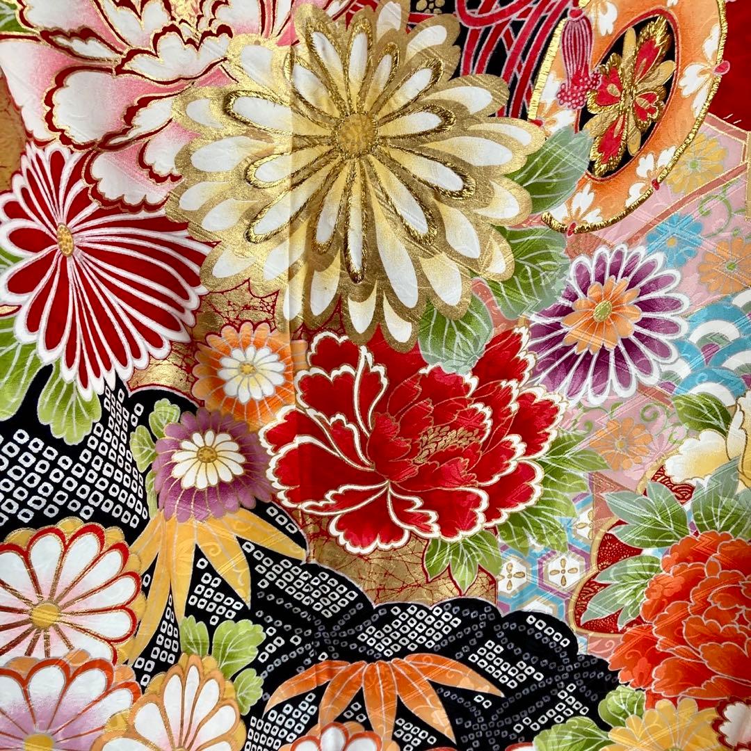 赤 古典柄 ゆったり 振袖7点セット‼️ 成人式 フルセット NO6ま6