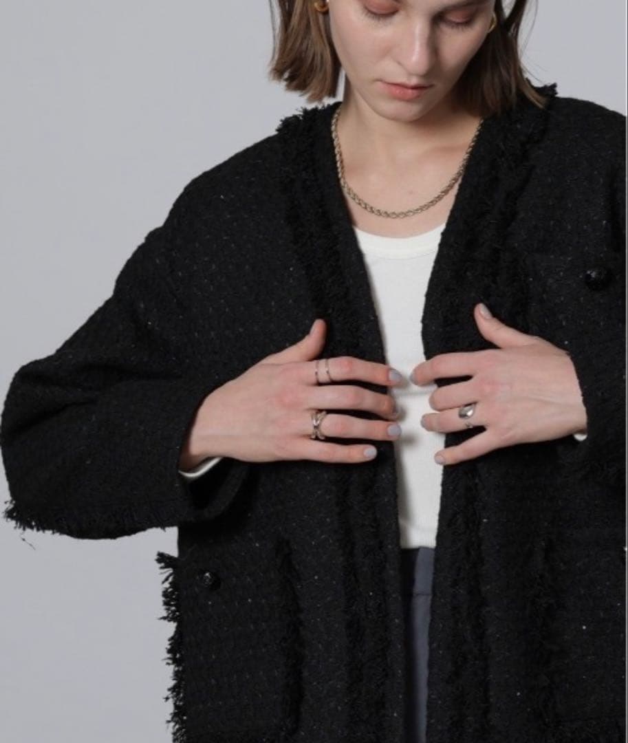 cadune ツイードジャケット　ノーカラージャケット オケージョン　卒入学