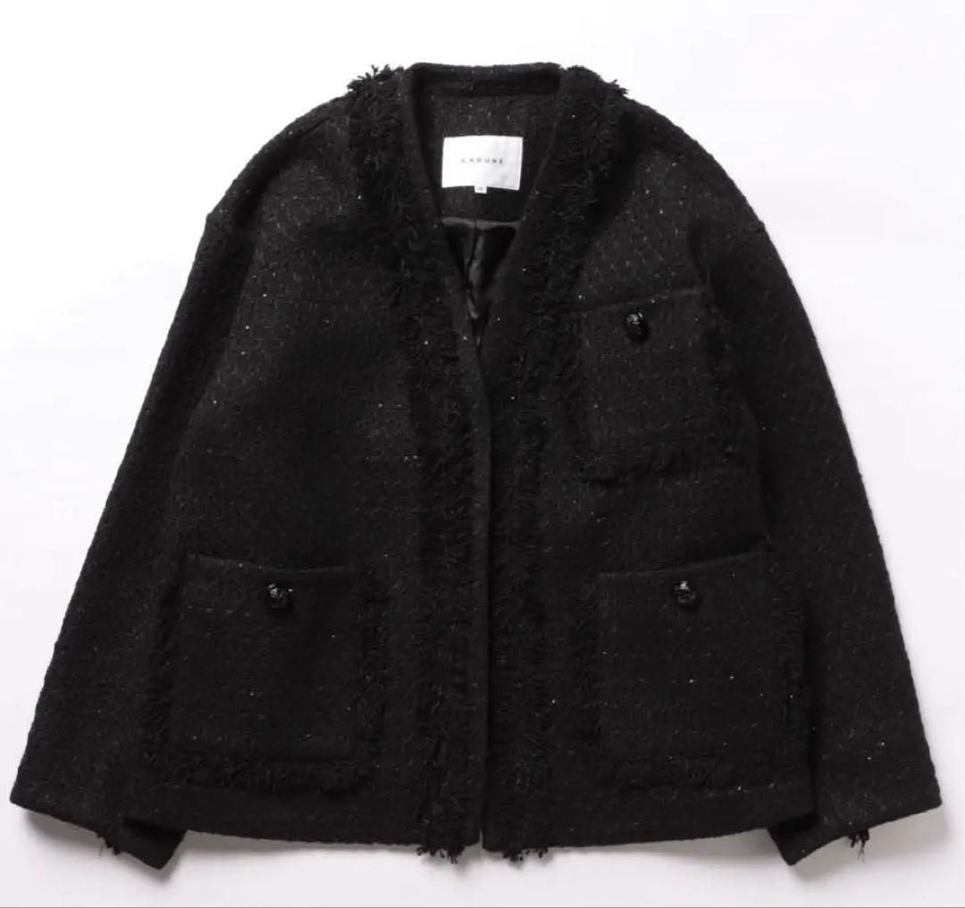 cadune ツイードジャケット　ノーカラージャケット オケージョン　卒入学