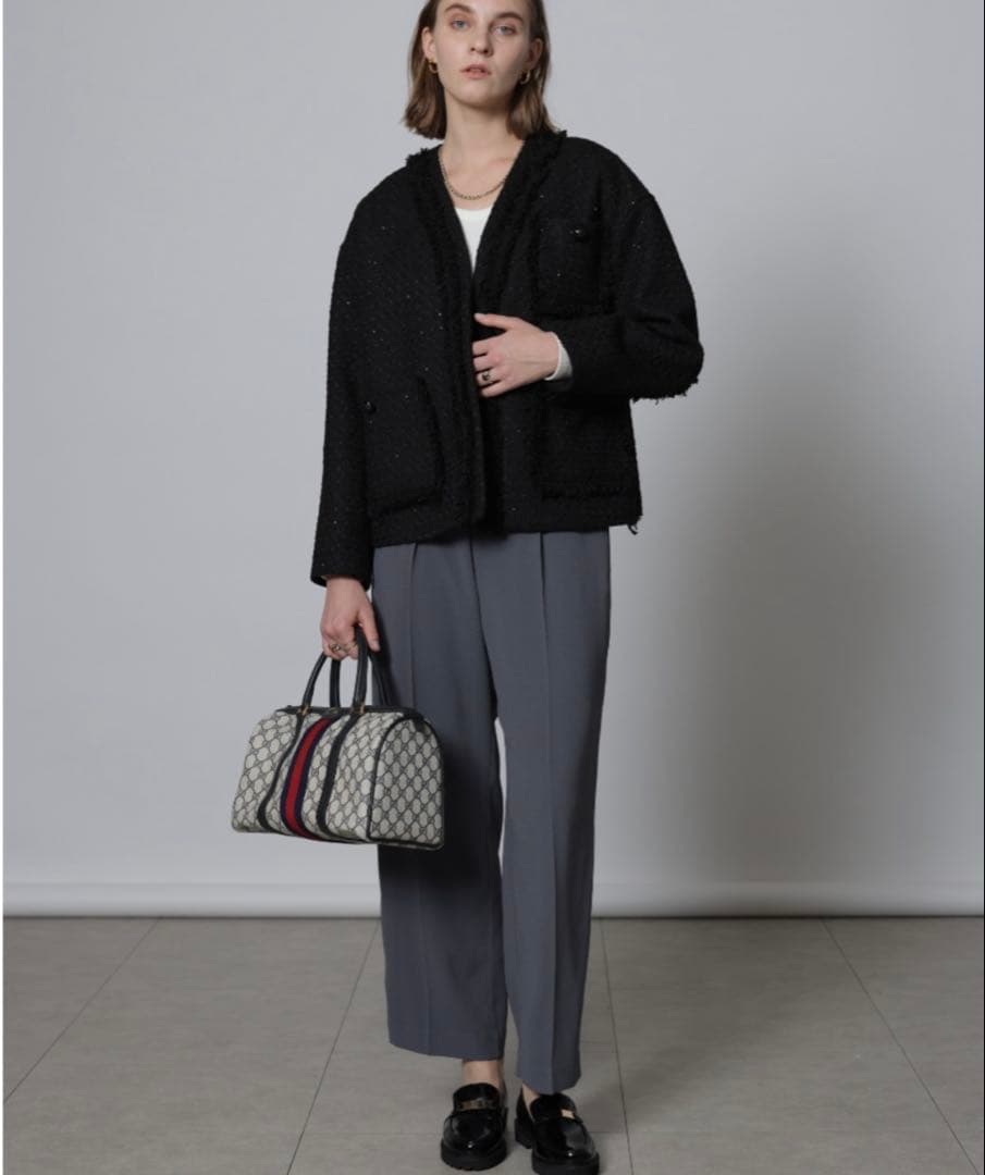 cadune ツイードジャケット　ノーカラージャケット オケージョン　卒入学