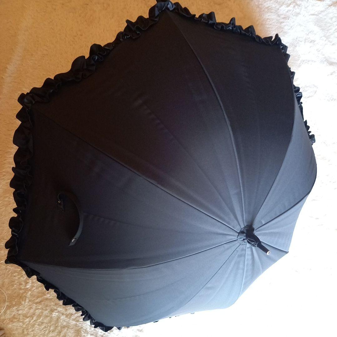 サンバリア100 日傘　長傘　ブラック　フリル　 Mサイズ