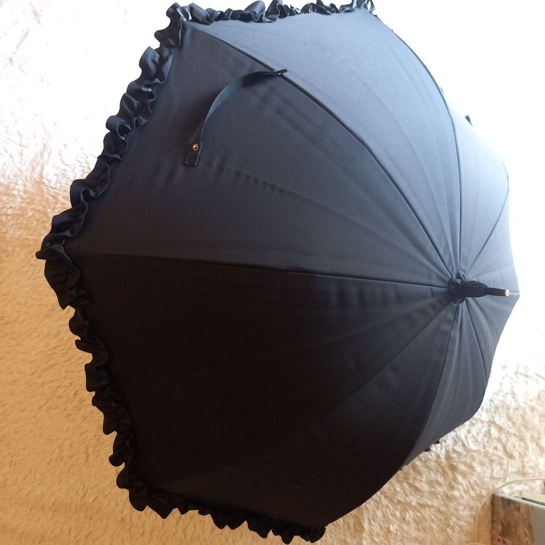サンバリア100 日傘　長傘　ブラック　フリル　 Mサイズ