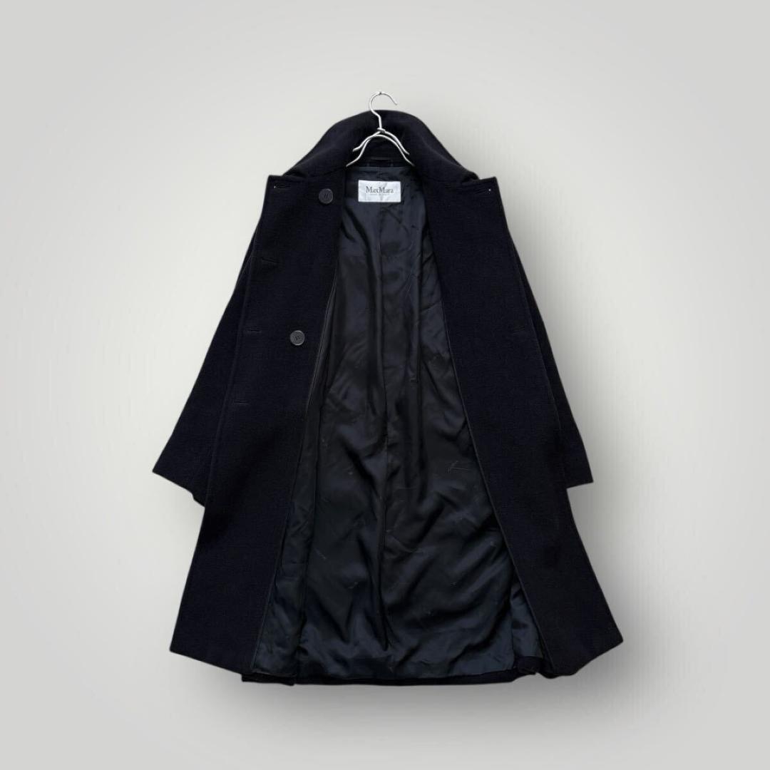 [上質] 白タグ MaxMara マックスマーラ カシミヤ混 黒 コート ダブル