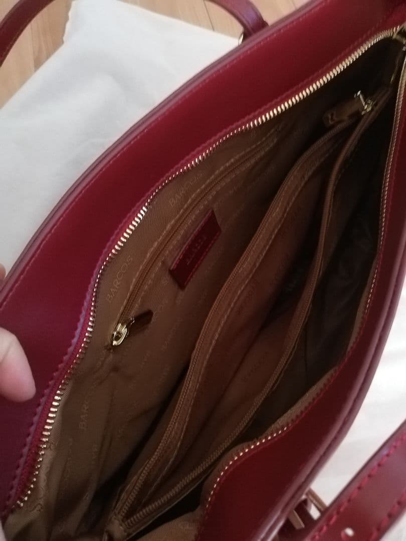 新品！BARCOSバルコス 牛革2wayトートバッグ　本革レザーバッグ　ボルドー
