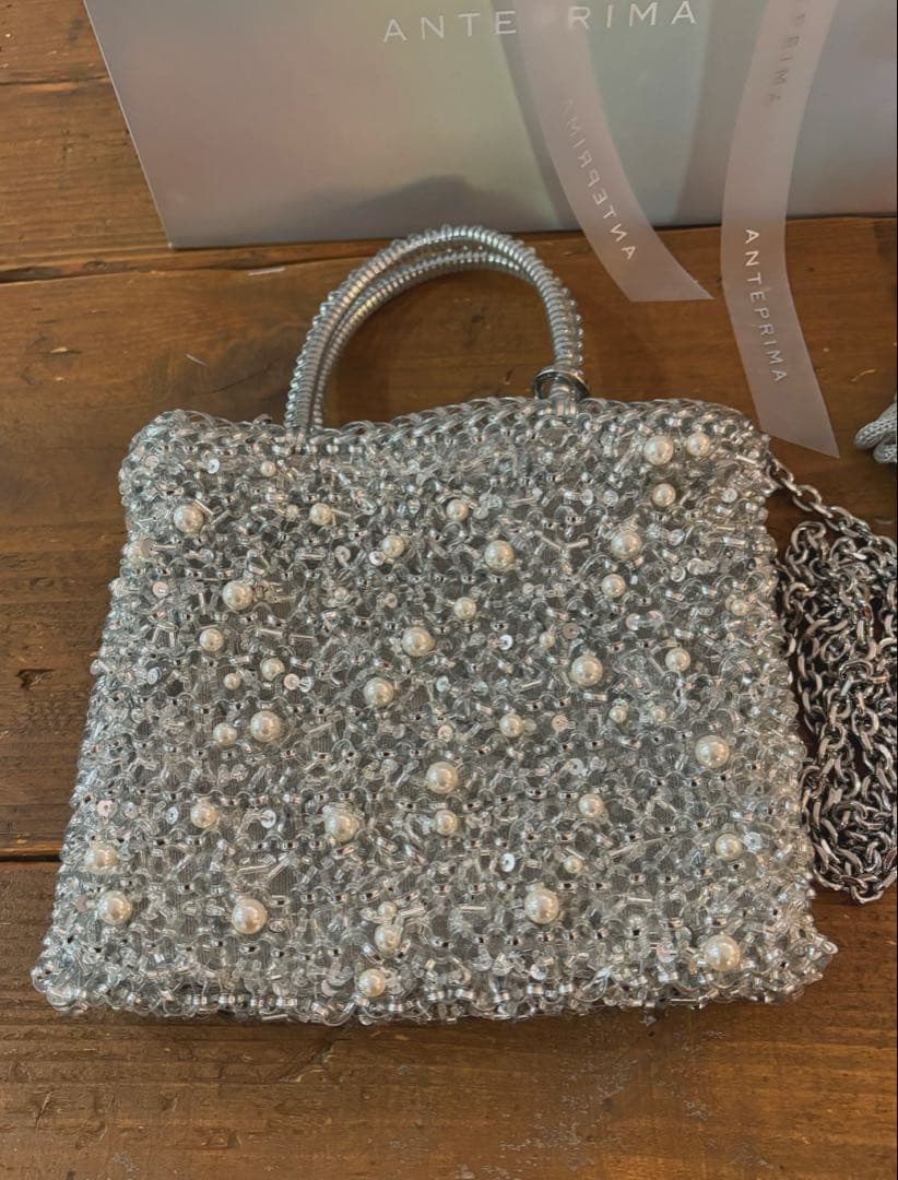 アンテプリマ　ペルラグリッター　ワイヤーバッグパール　シルバー極美品