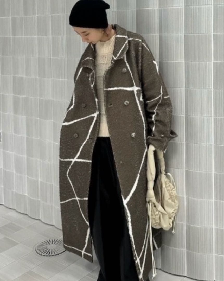 ジャケット・アウター Ameri LITTLE FLARE LINE ART LONG COAT