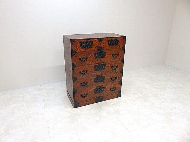 美品　伝統工芸　岩谷堂箪笥 整理箪笥 ケヤキ材 欅材　拭き漆仕上げ 和箪笥