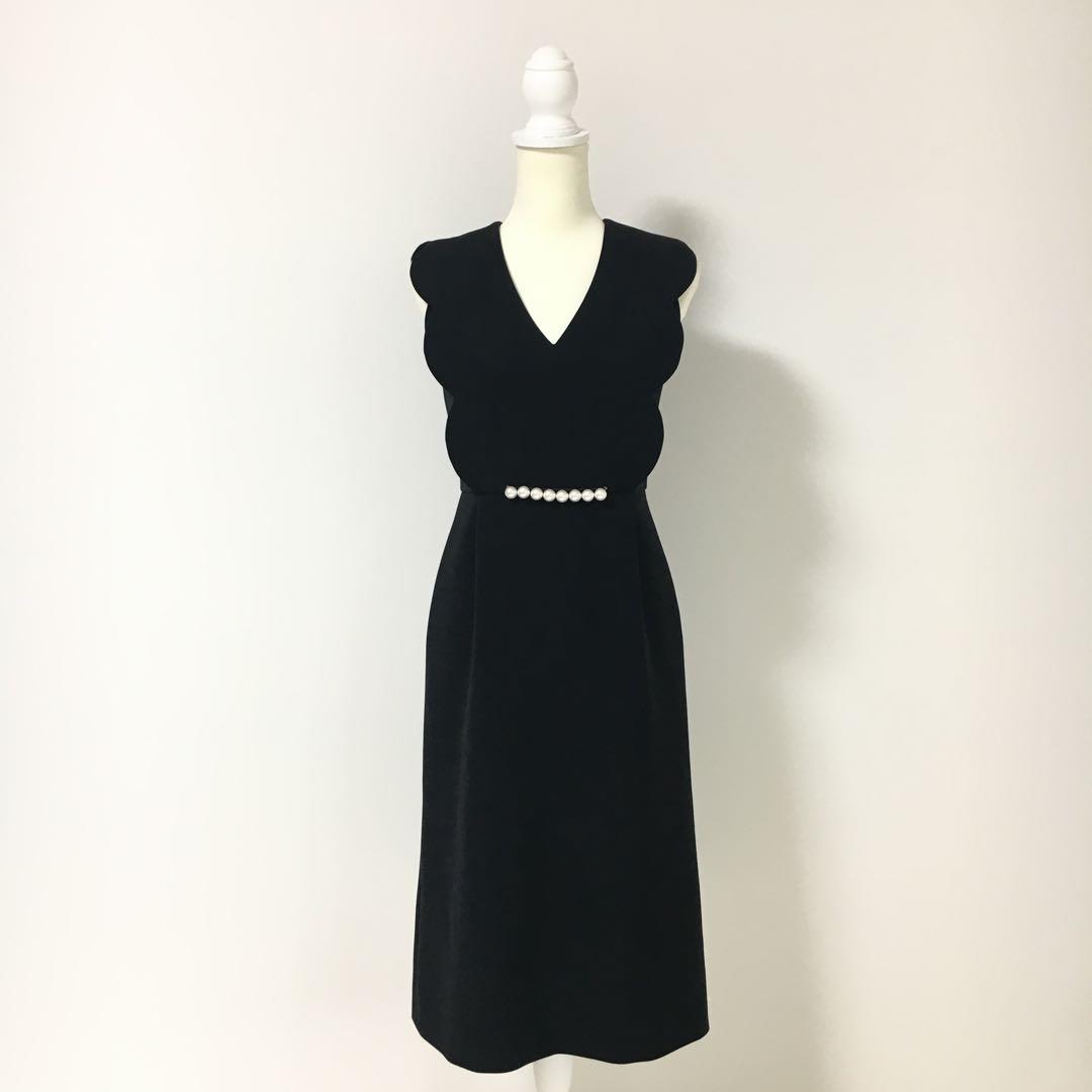 美品　YOKO CHAN ヨーコチャン　スカラップ　パール　ワンピース