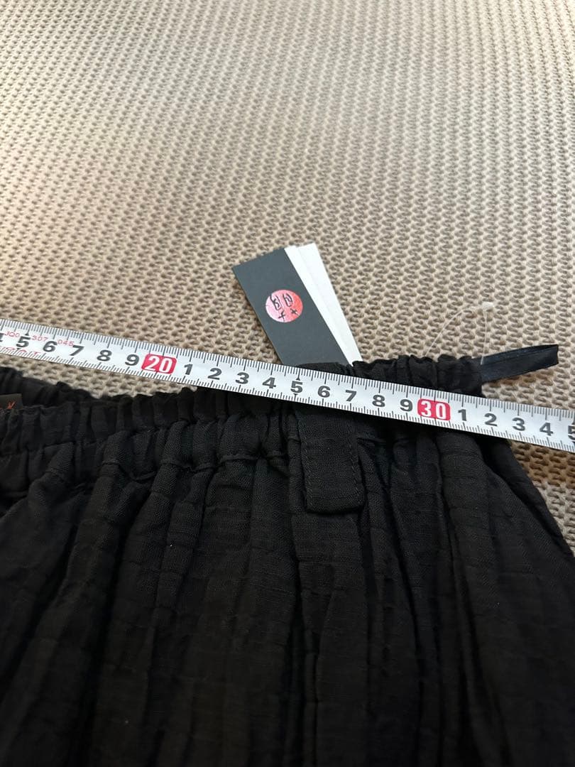 MOYURU モユル サルエルパンツ リネン混 シワ加工 ブラック M〜L