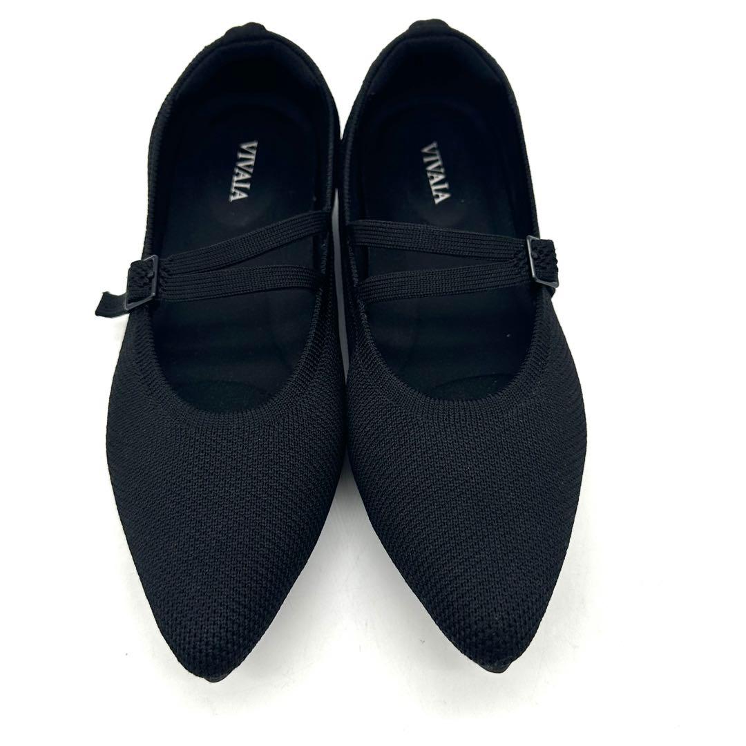 〈美品〉VIVAIA【23cm】ポイントトゥ Vストラップ メリージェーン 黒