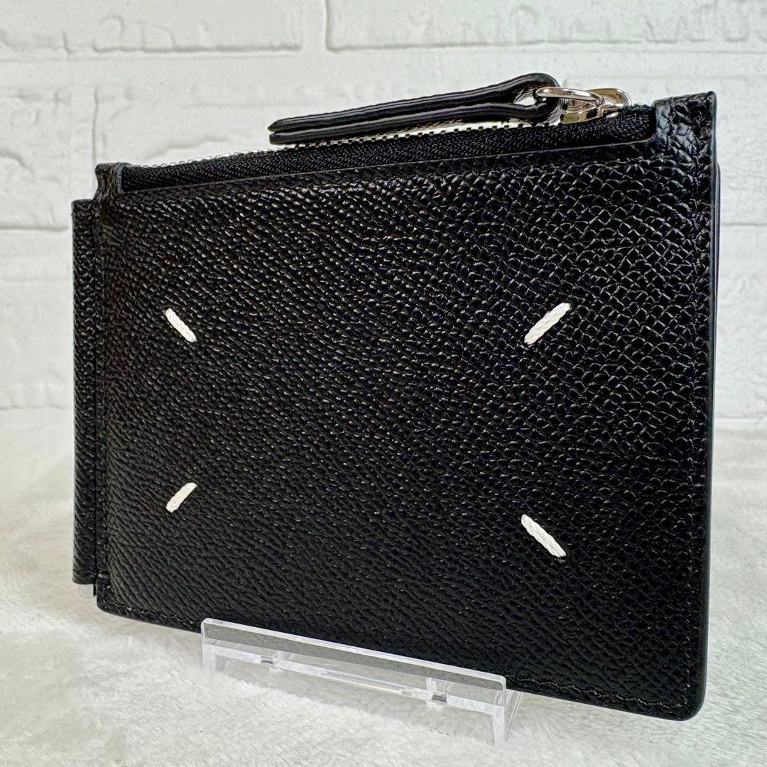 未使用　メゾンマルジェラ　マネークリップ　小銭入れ付き　レザー　黒