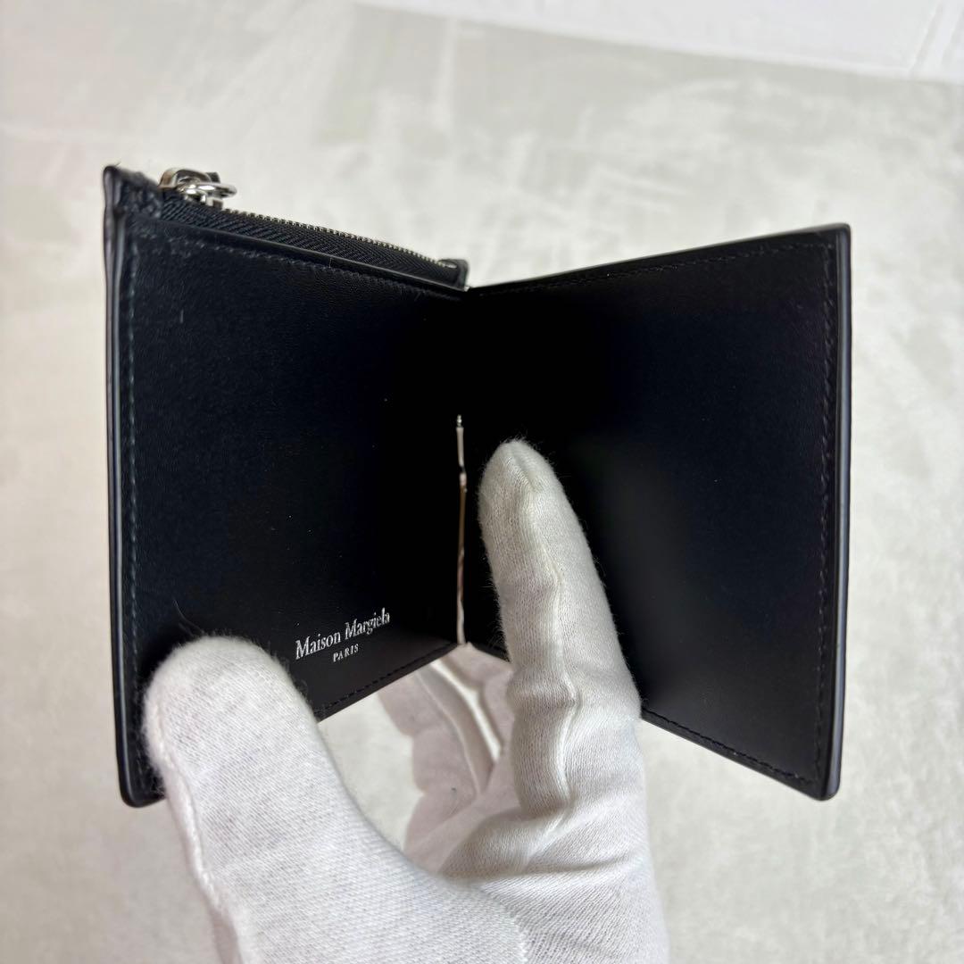 未使用　メゾンマルジェラ　マネークリップ　小銭入れ付き　レザー　黒