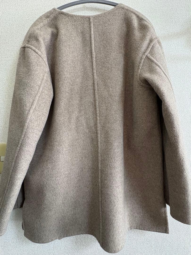 Spick&Span ノーカラーリバーコート　ベージュ　ウール　ミディアムコート