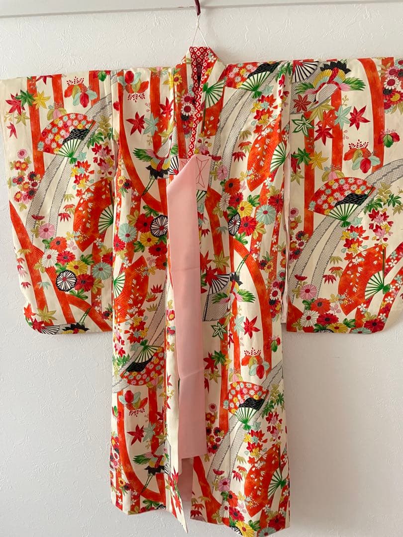 七五三 アンティークお着物セット　小柄な7歳さん　6歳　作り帯コーデ　髪飾り付き