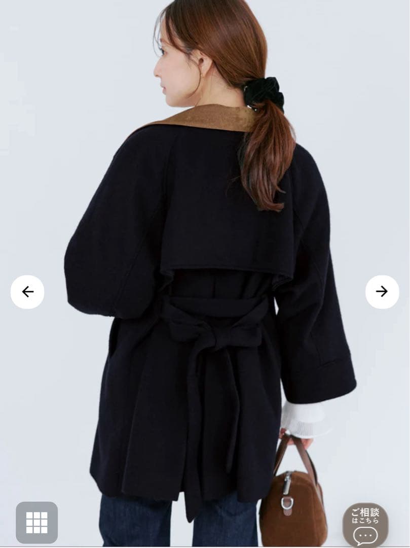 COHINA 2wayカラーゴールドボタンミドルコート