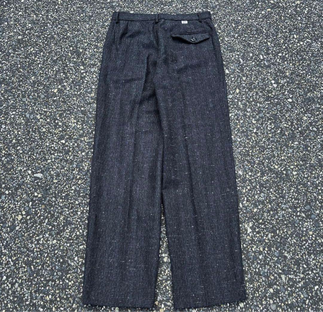 80s 90s ワイドスラックス 絣 ネップ ブラック シティーボーイ