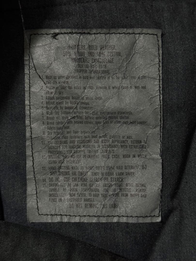 WAIPER M-65 実物 新品 カーゴパンツ 迷彩 BLACK後染め