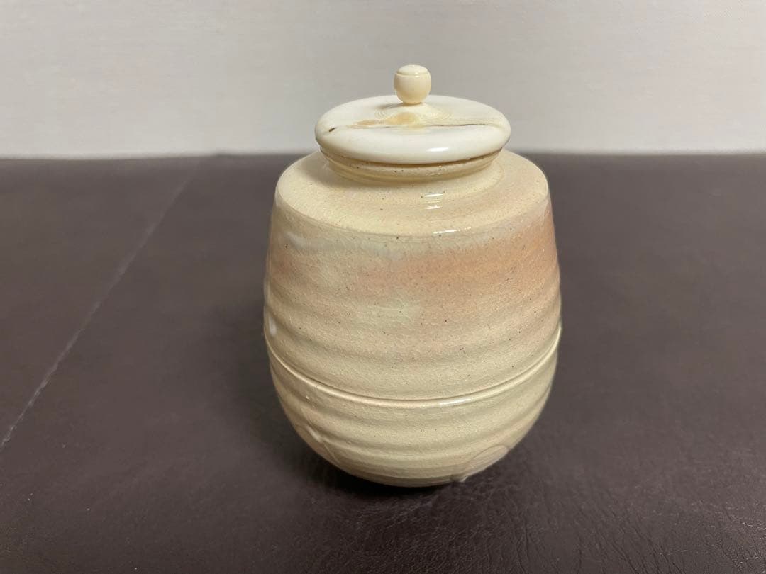 十四代朝日豊斎　鹿背茶入　共箱　仕覆　栞　朝日焼　茶道具　茶入