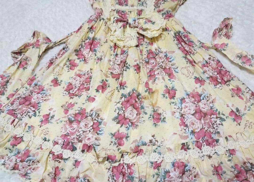 ヴィクトリアンシュガーブーケ柄ローズレースJSK 生成