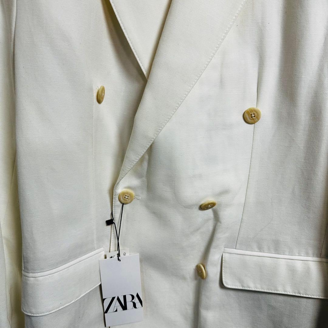 ZARA ホワイト ダブルブレスト テーラードジャケット EUR 48