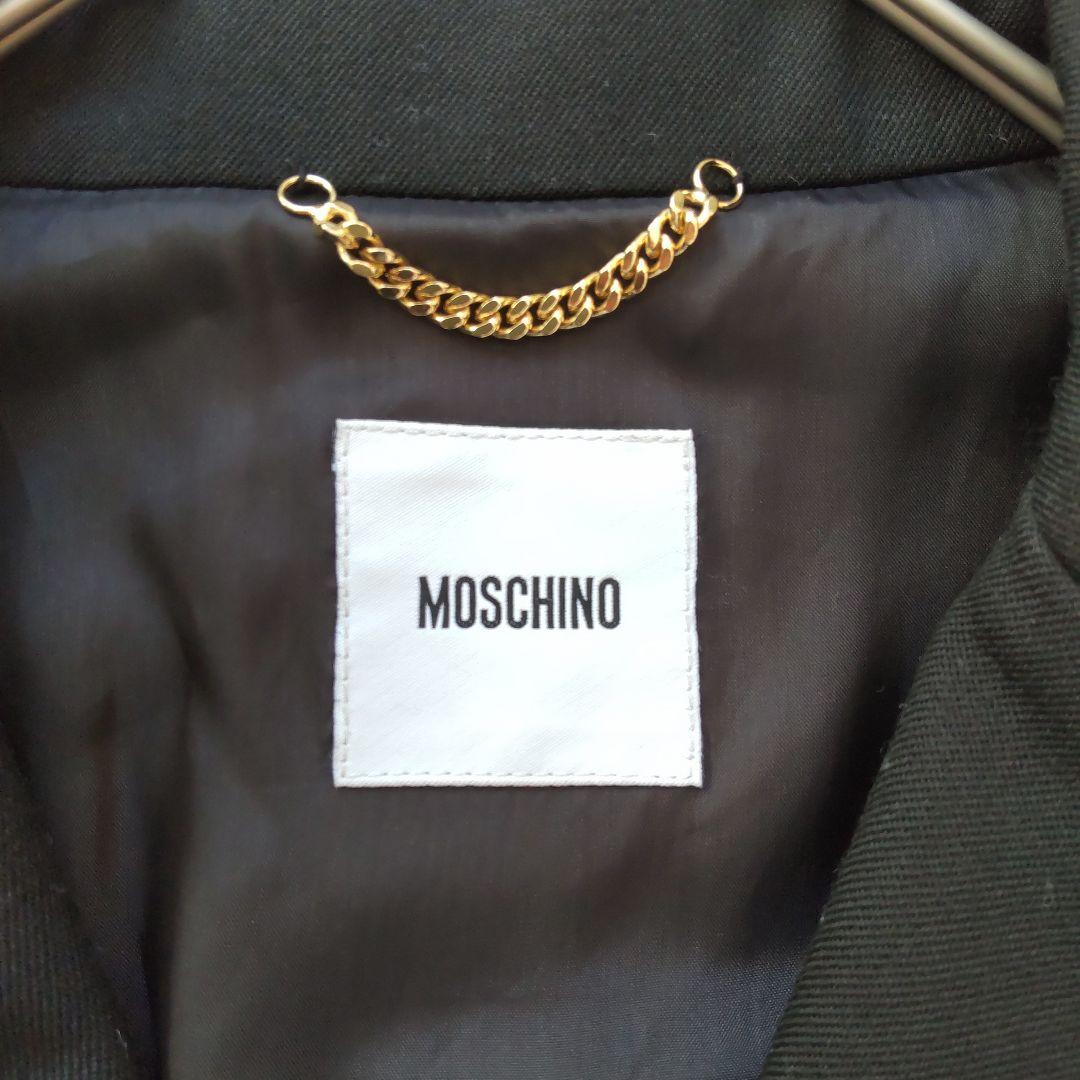 未使用級 モスキーノ ゴールド金具 レザー テーラードジャケット ブラック 44