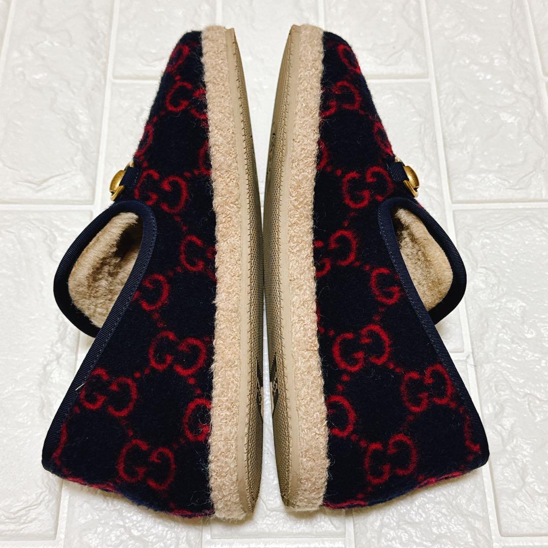 avi　極美品✨GUCCI ムートンシューズ　GG柄×ホースビット　ボア