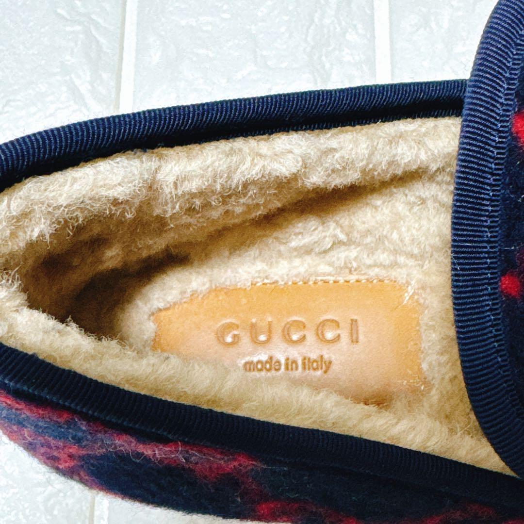 avi　極美品✨GUCCI ムートンシューズ　GG柄×ホースビット　ボア
