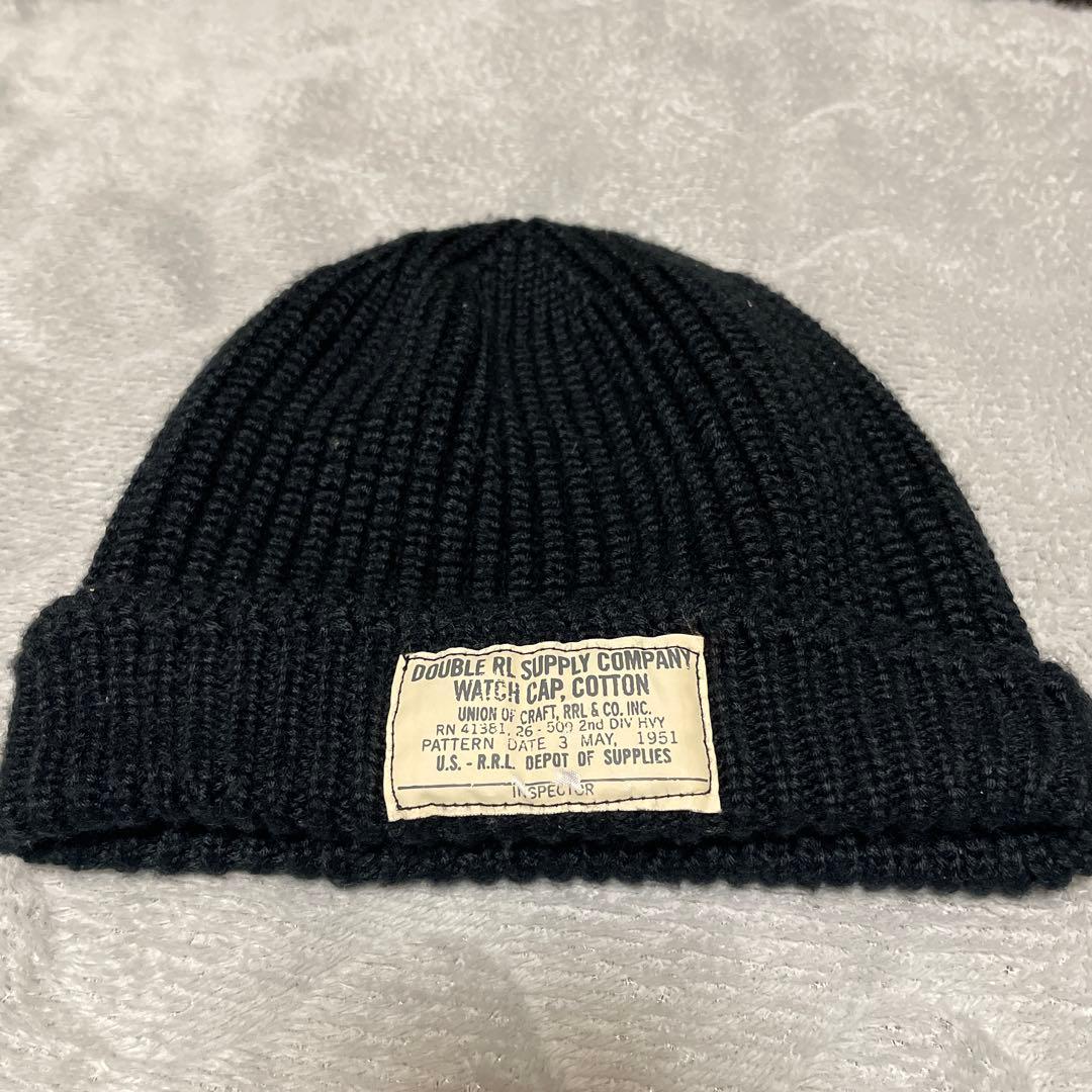DOUBLE RL ウォッチキャップ ブラック