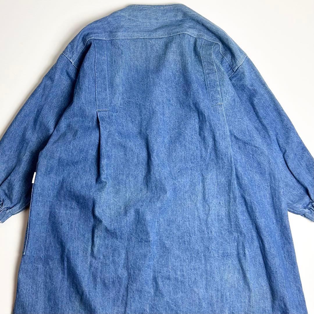 【希少】イッセイミヤケ/80sデニムノーカラーコート/日本エプロン協会/日本製
