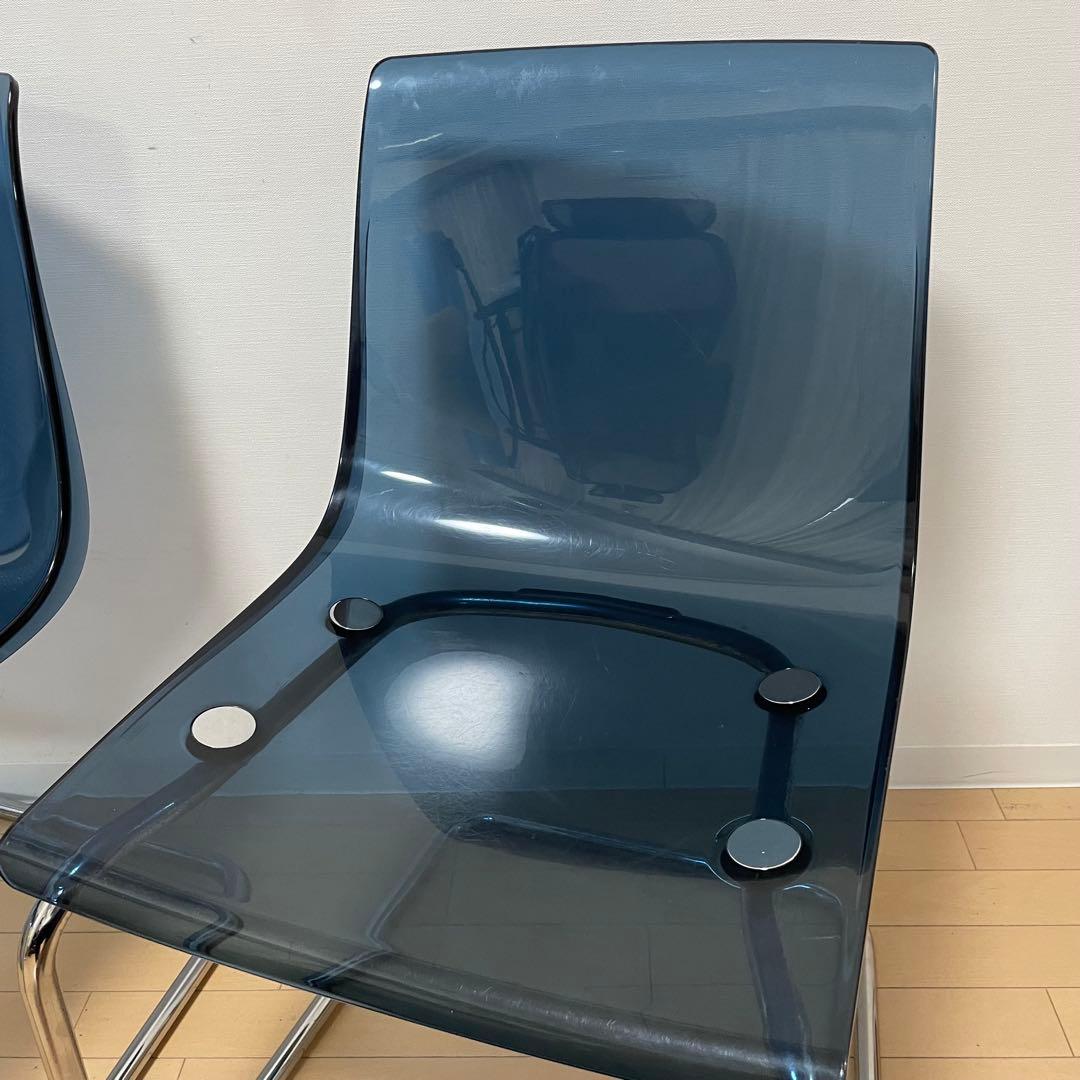 IKEA トービアス TOBIAS ダイニングチェア 2脚セット　クリア　ブルー