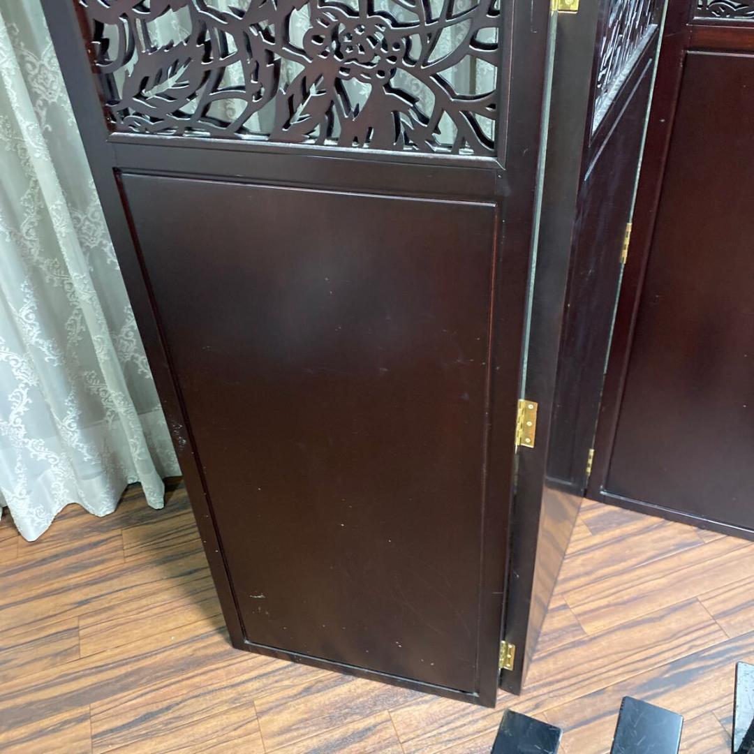 む*え様 パーテーション 衝立 三つ折り屏風 英国家具 マホガニー材