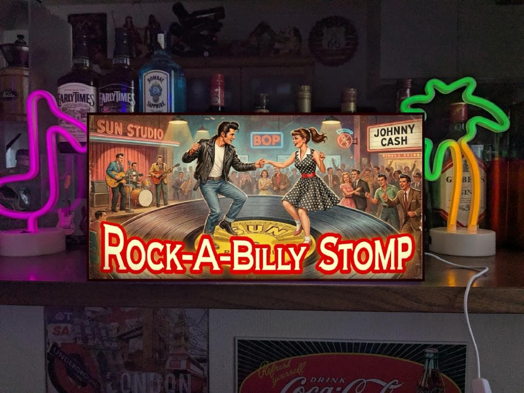 ロカビリー ロックンロール ライブハウス ダンス 看板 置物 雑貨 ライトBOX