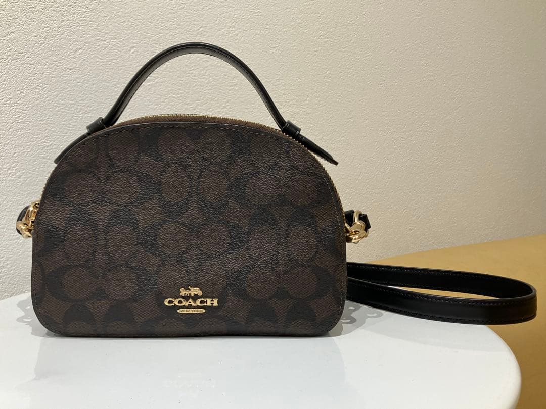 【美品】COACH シグネチャーダブルファスナー 2wayショルダーバッグ