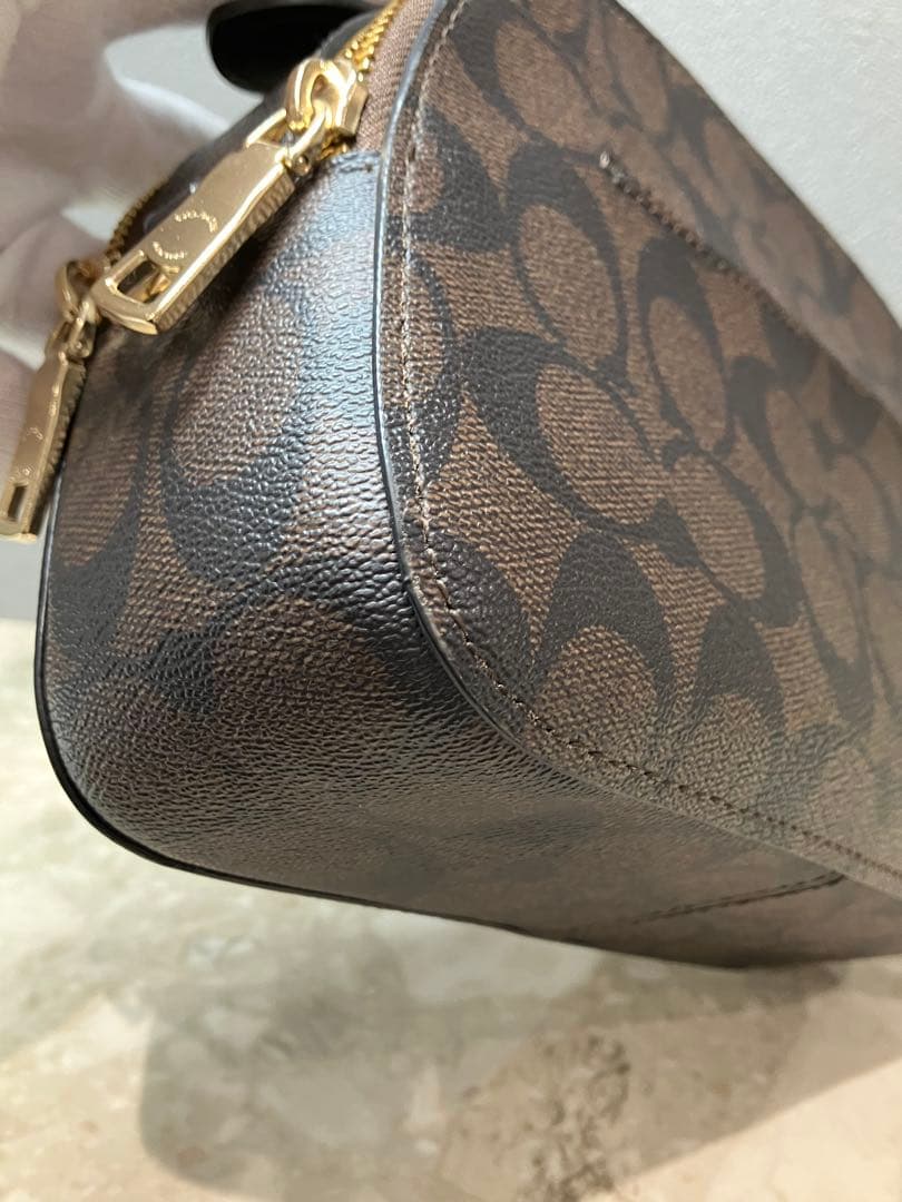 【美品】COACH シグネチャーダブルファスナー 2wayショルダーバッグ