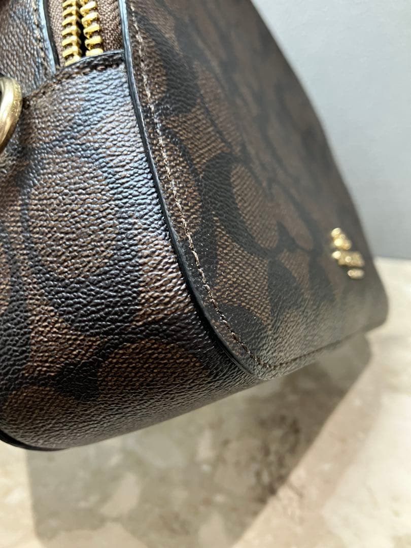 【美品】COACH シグネチャーダブルファスナー 2wayショルダーバッグ