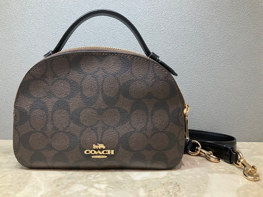 【美品】COACH シグネチャーダブルファスナー 2wayショルダーバッグ