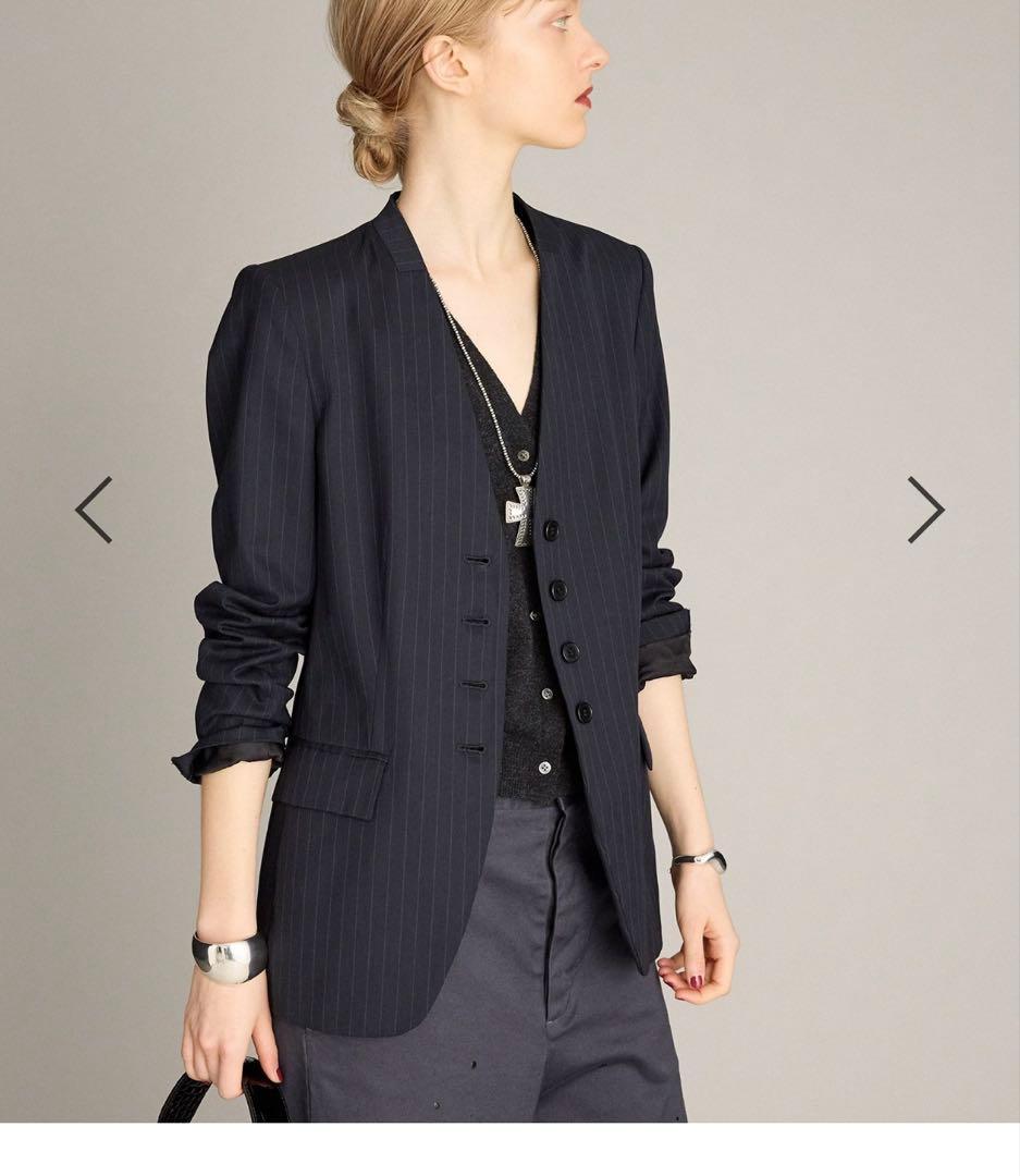 りなさま専用　BRILL ウールピンストライプジャケット　36 ネイビー