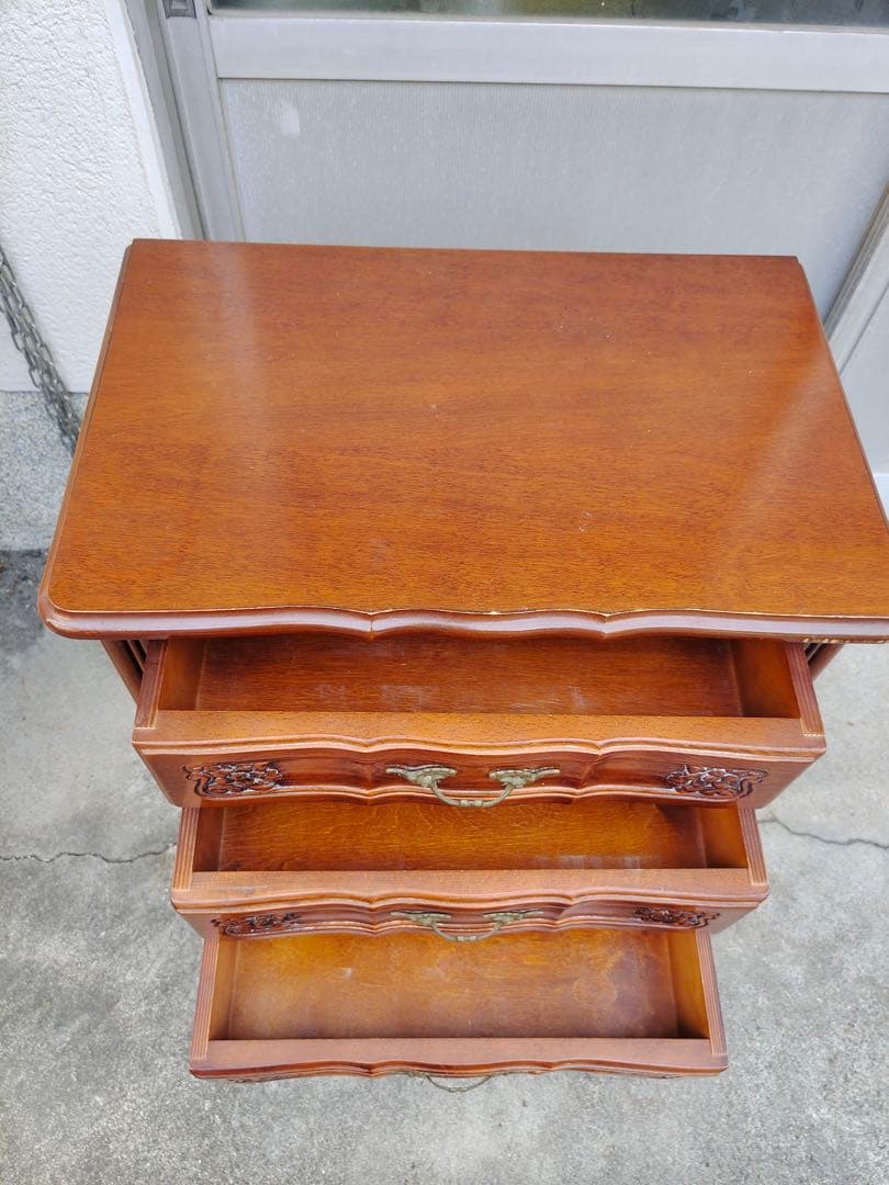 イタリア製　サイトテーブル　コロロ　猫脚　花台　電話台　引き出し　置物台　飾り台