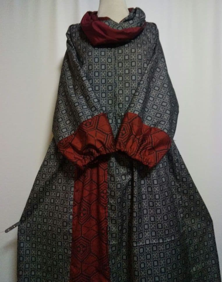 着物リメイク／ドルマン袖ワンピース★サイズLL