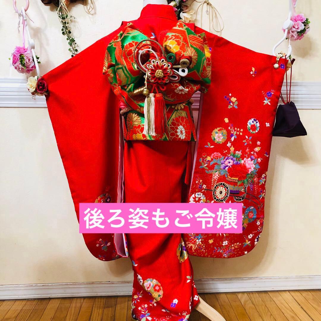 七五三七歳‼人気赤地に黒地金箔煌びやか際立つ❤️完全フルセット安心
