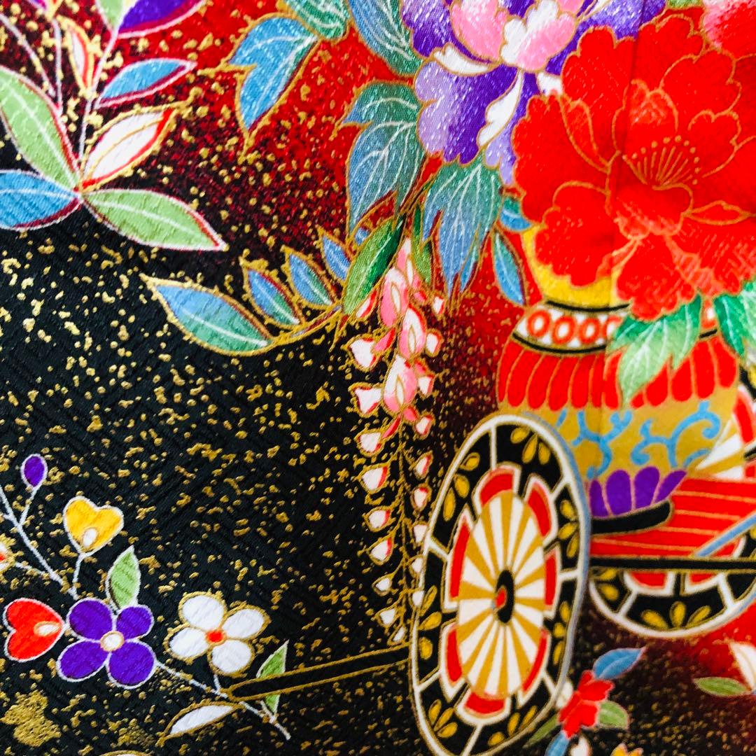 七五三七歳‼人気赤地に黒地金箔煌びやか際立つ❤️完全フルセット安心