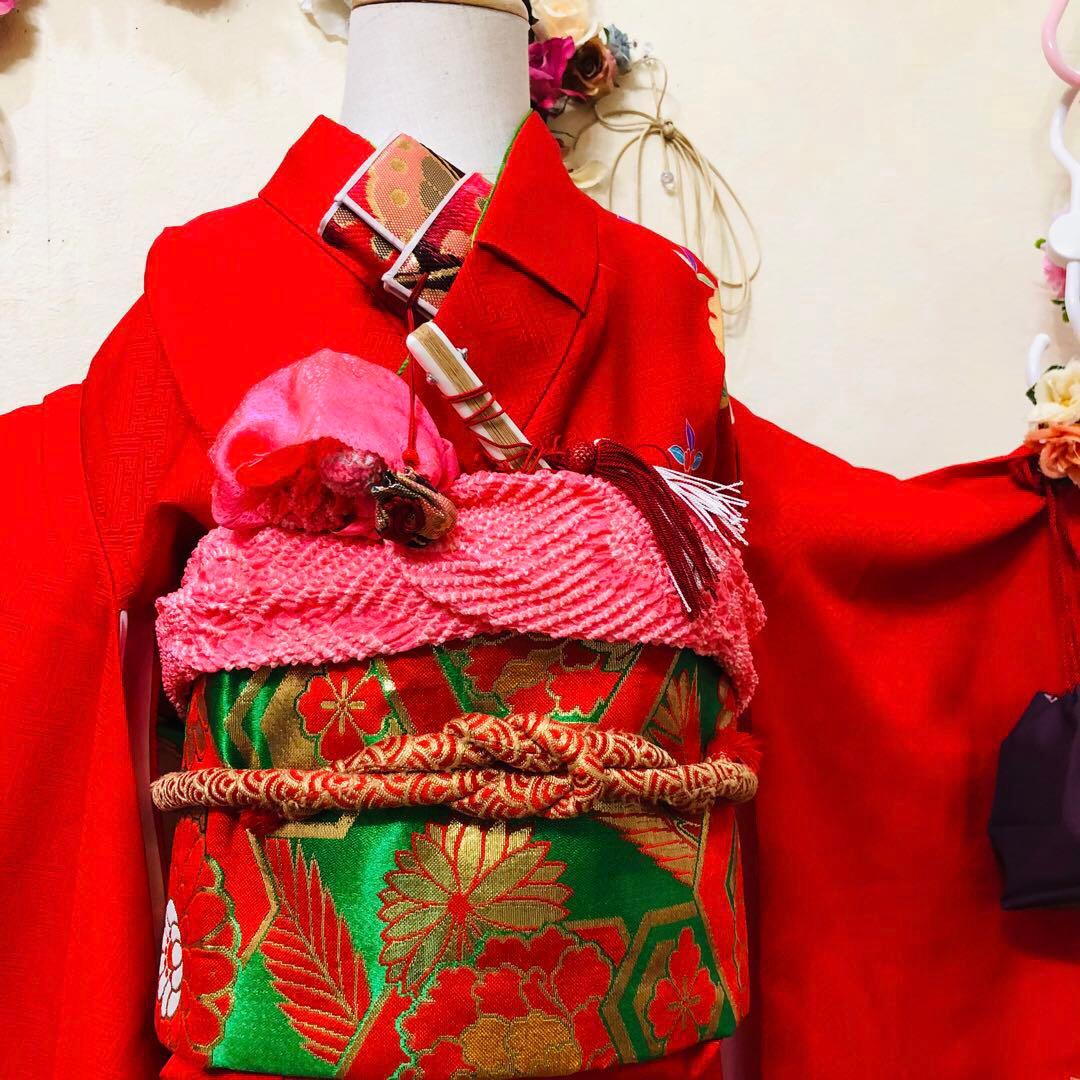 七五三七歳‼人気赤地に黒地金箔煌びやか際立つ❤️完全フルセット安心