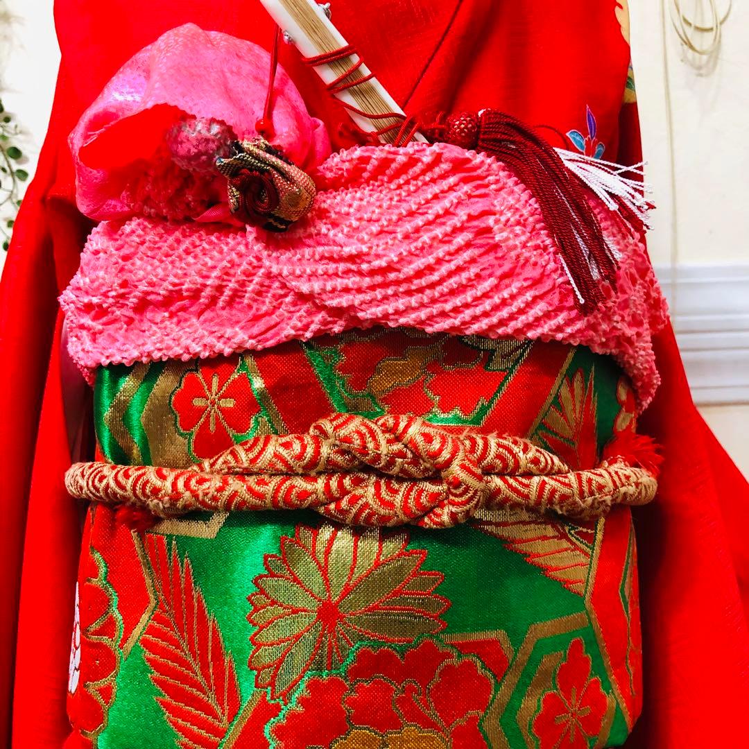 七五三七歳‼人気赤地に黒地金箔煌びやか際立つ❤️完全フルセット安心