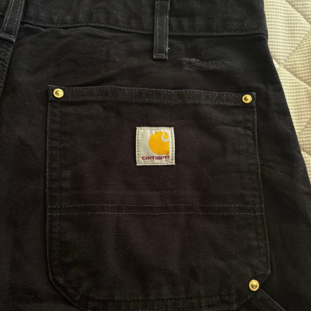 美品 00s 90s usa製 カーハート ダブルニー ブラック 34×30 黒