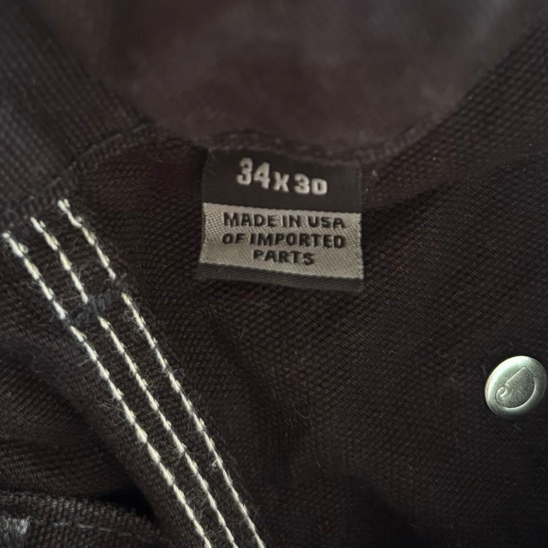 美品 00s 90s usa製 カーハート ダブルニー ブラック 34×30 黒